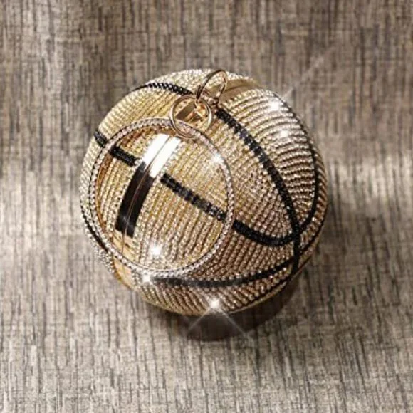 NEW BLING SWAROVSKI CRYSTAL RHINESTONE BASKETBALL CLUTCH HANDBAG PURSE +… - Picture 3 of 6